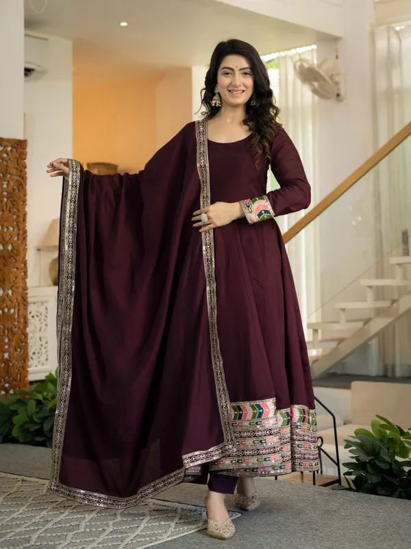 Coffee_Color_Anarkali_Gown_For_Wedding_Function_in_Silk_Fabric