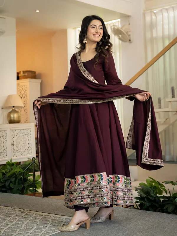 Coffee_Color_Anarkali_Gown_For_Wedding_Function_in_Silk_Fabric