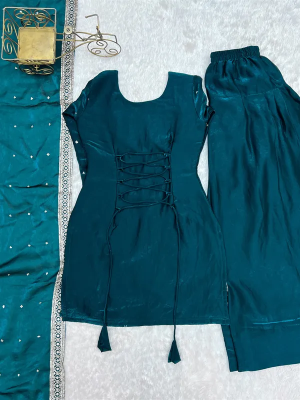 Fendy_Silk_Fabric_With_Embroidery_Sequence_And_Jari_Work_Top,Dupatta_Set_With_Farshi_Shalwar_Ready_To_Wear