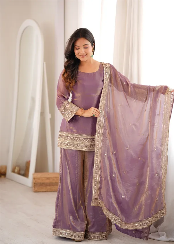 Frendy_Silk_Fabric_With_Embroidery_Sequence_Dori_And_Jari_Work,Top_With_Duppta_Set,Palazzo_Pent_Ready_To_Wear