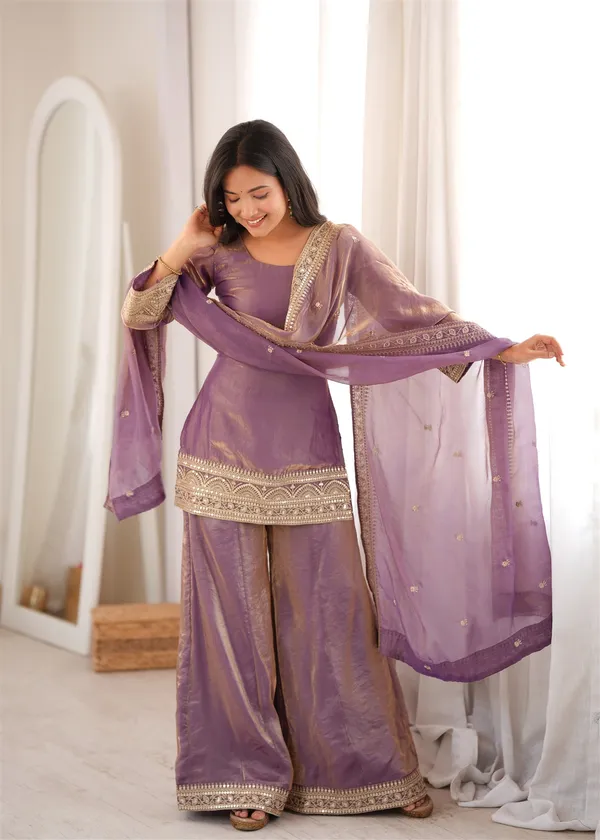 Frendy_Silk_Fabric_With_Embroidery_Sequence_Dori_And_Jari_Work,Top_With_Duppta_Set,Palazzo_Pent_Ready_To_Wear