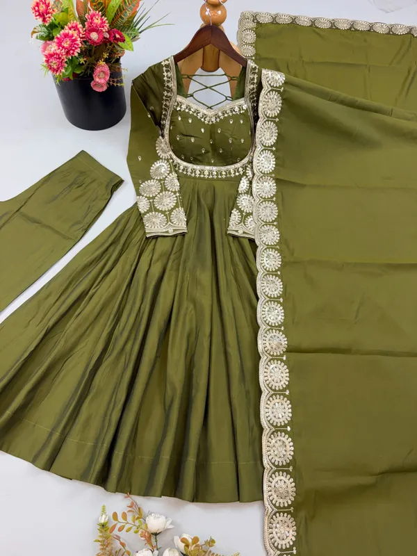Green_Color_Elegant_Embroidered_Sequence_Designer_Anarkali_Three_Piece_Set