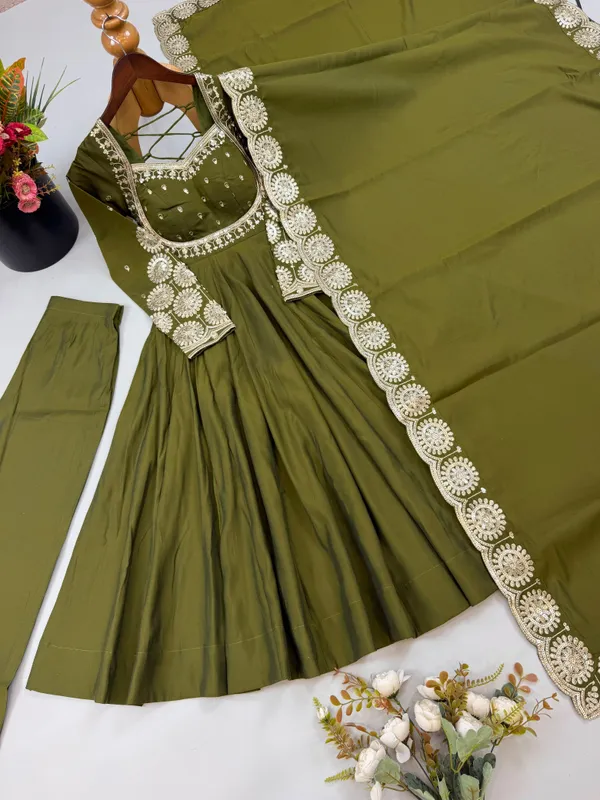 Green_Color_Elegant_Embroidered_Sequence_Designer_Anarkali_Three_Piece_Set