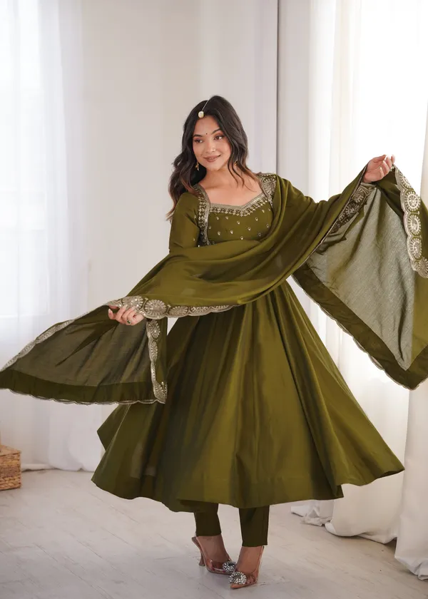 Green_Color_Elegant_Embroidered_Sequence_Designer_Anarkali_Three_Piece_Set