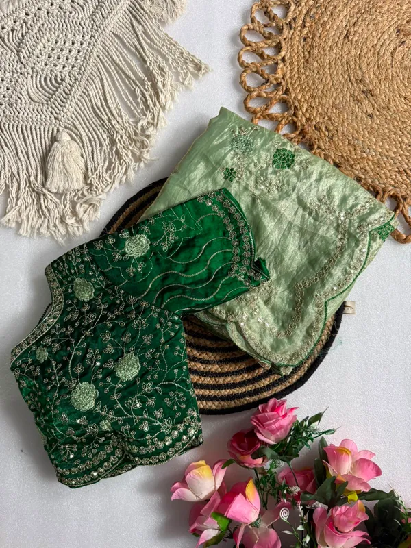 Green_Color_Pure_Fandy_Satin_Material_With_C_Pallu_Embroidery_Work_