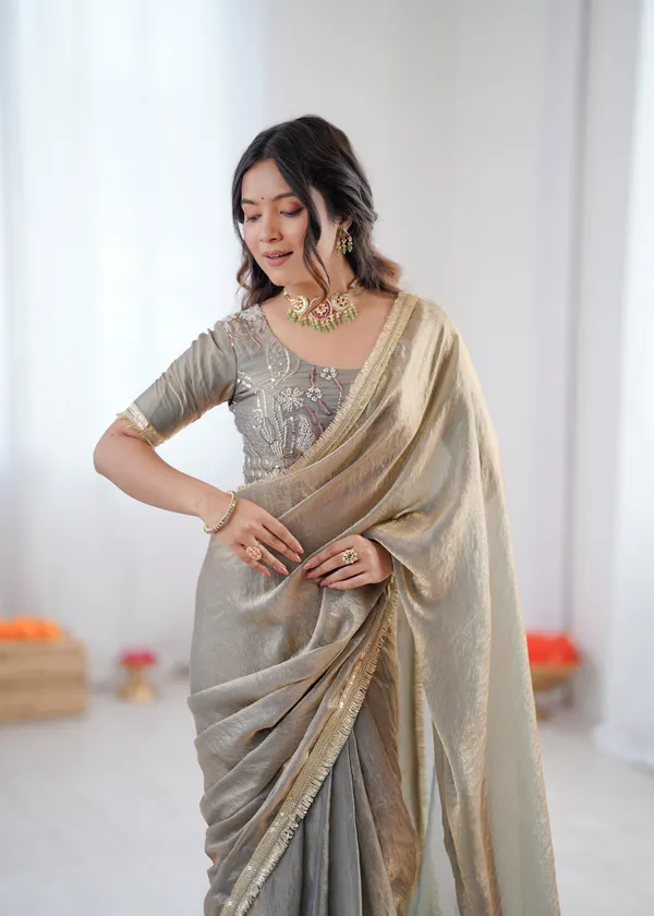 Grey_Color_Ready_To_Wear_Saree_in_Fendy_Silk