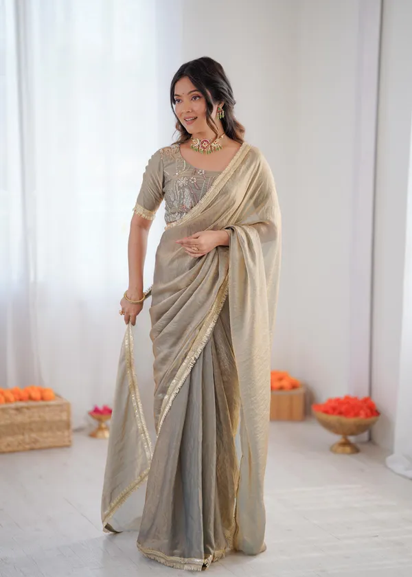 Grey_Color_Ready_To_Wear_Saree_in_Fendy_Silk