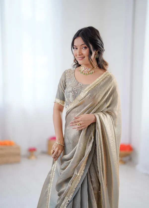 Grey_Color_Ready_To_Wear_Saree_in_Fendy_Silk