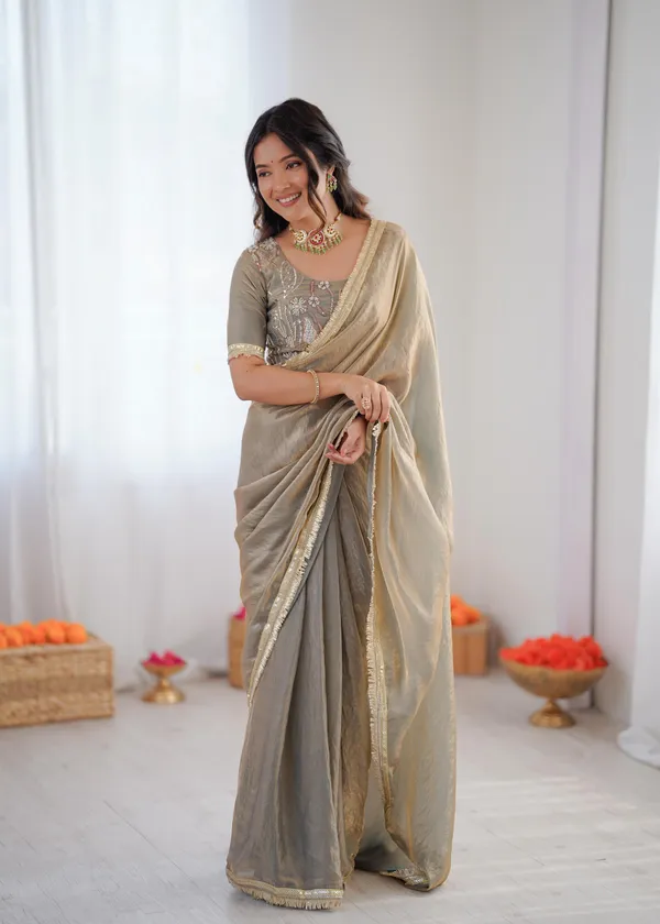 Grey_Color_Ready_To_Wear_Saree_in_Fendy_Silk