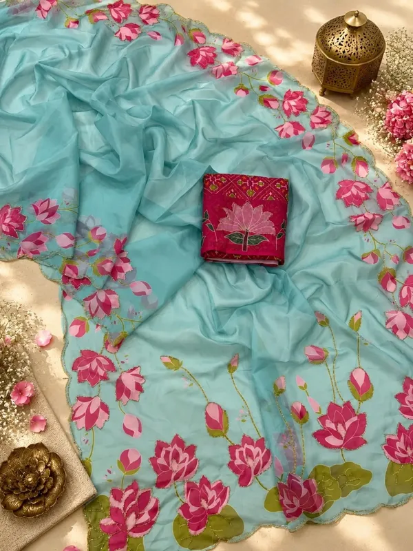Sky_Blue_Silk_Floral_Digital_Print_Cut_Dana_Pearl_Handwork_Saree_For_Women