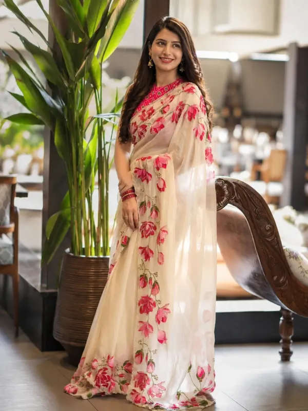 Off_White_Silk_Floral_Digital_Print_Cut_Dana_Pearl_Handwork_Saree_For_Women