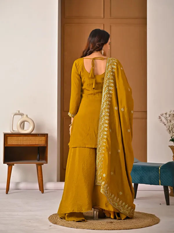 Musturd_Color_Sharara_Plazzo__And_Dupatta,_New_Fancy_Style_