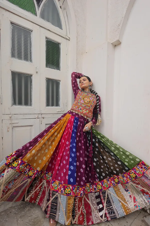 Navratri_Lehenga_Choli_in_Georgette_print_and_attractive_combination_of_wintage_and_gamthi_embellished_work_