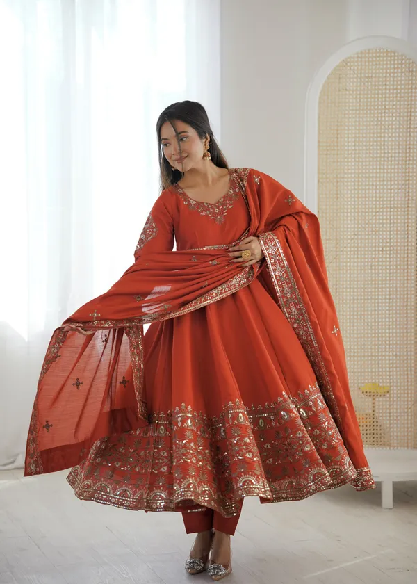Orange_Color_Anarkali_Dress_in_Silk_Fabric