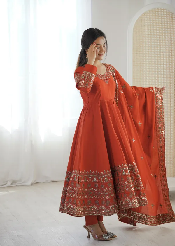 Orange_Color_Anarkali_Dress_in_Silk_Fabric