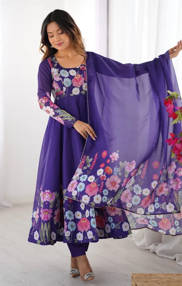 Organja_Silk_Fabric_Fully_Flair_Kali_Pattern_And_Canvas_Patta_With_Duppta_Set_Pent_Ready_To_Wear