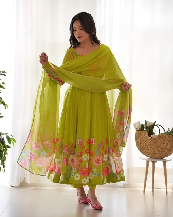 Organja_Silk_Fabric_Fully_Flair_Kali_Pattern_And_Canvas_Patta_With_Duppta_Set_Pent_Ready_To_Wear