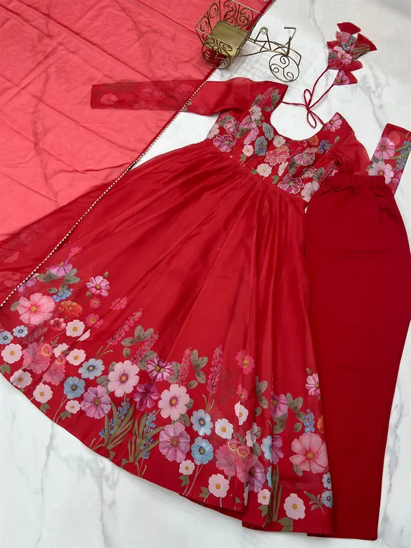 Organja_Silk_Fabric_Fully_Flair_Kali_Pattern_And_Canvas_Patta_With_Duppta_Set_Pent_Ready_To_Wear