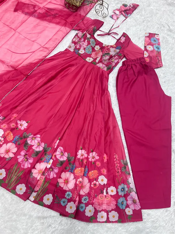 Organja_Silk_Fabric_Fully_Flair_Kali_Pattern_And_Canvas_Patta_With_Duppta_Set_Pent_Ready_To_Wear