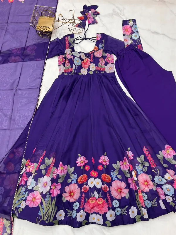 Organja_Silk_Fabric_Fully_Flair_Kali_Pattern_And_Canvas_Patta_With_Duppta_Set_Pent_Ready_To_Wear