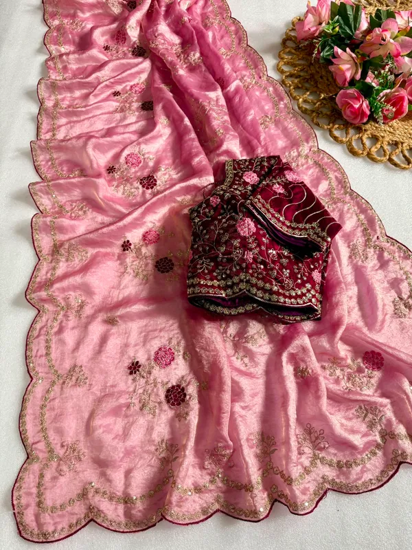 Pink_Color_Pure_Fandy_Satin_Material_With_C_Pallu_Embroidery_Work_