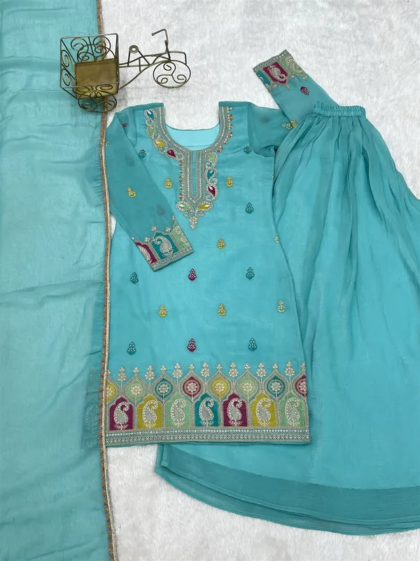 Pure_Soft_Crunchy_Silk_Fabric_Top,Sharara_With_Dupatta_Set_Ready_To_Wear