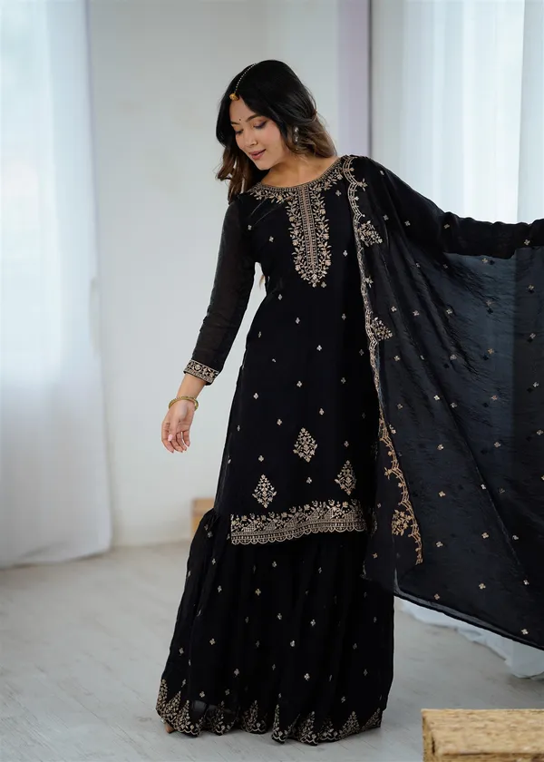 Pure_Soft_Crunchy_Silk_Fabric_Top_With_Dupatta_Set_Sharara_Ready_To_Wear