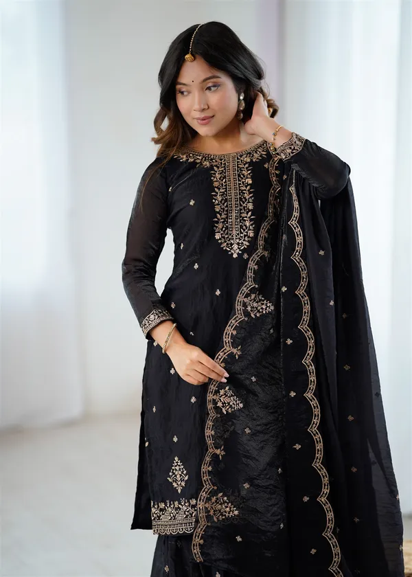 Pure_Soft_Crunchy_Silk_Fabric_Top_With_Dupatta_Set_Sharara_Ready_To_Wear