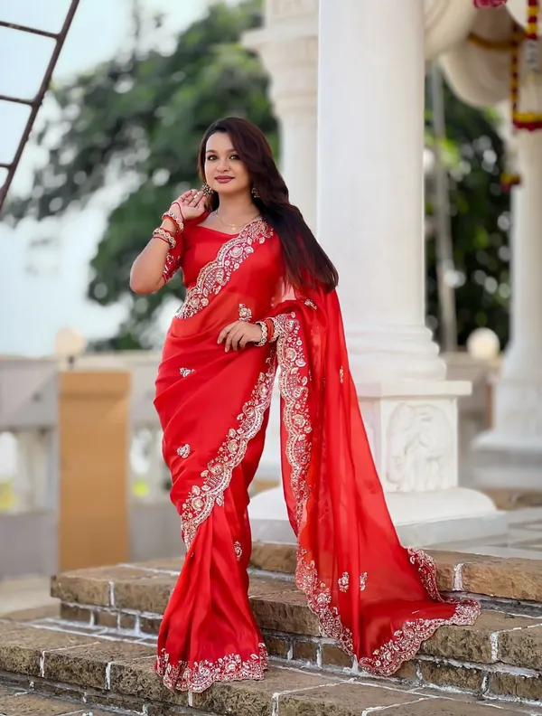 Red_Premium_Soft_Tissue_silk_Designer_Saree_with_Motis_And_Beads_Heavy_Embroidered_Work_