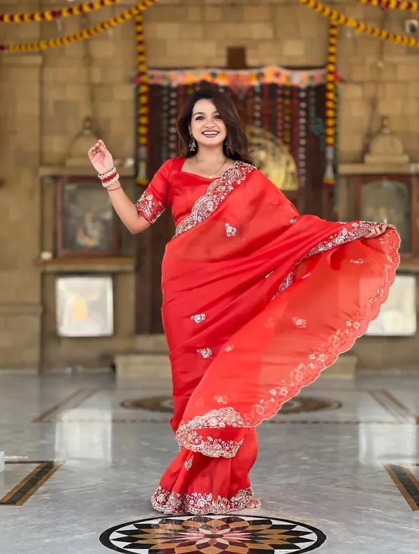 Red_Premium_Soft_Tissue_silk_Designer_Saree_with_Motis_And_Beads_Heavy_Embroidered_Work_