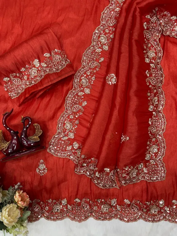 Red_Premium_Soft_Tissue_silk_Designer_Saree_with_Motis_And_Beads_Heavy_Embroidered_Work_