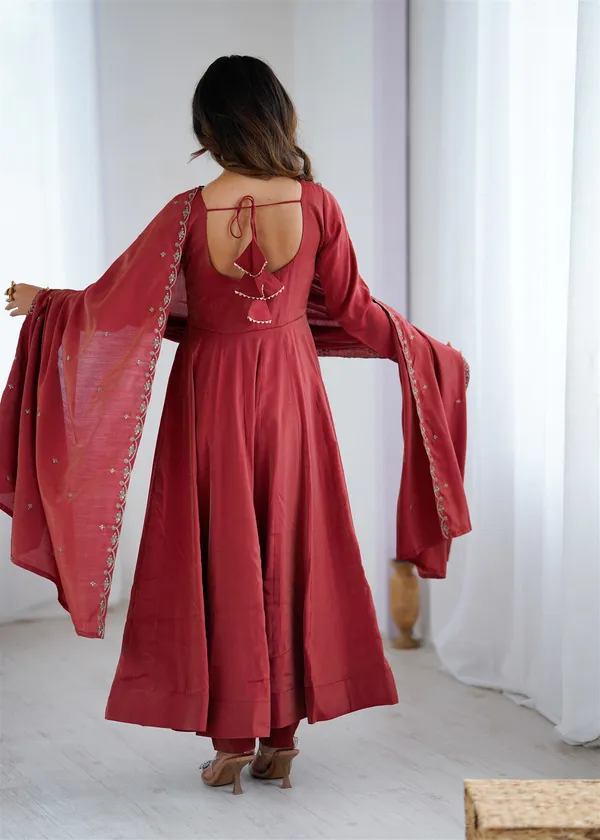 Roman_shimmer_Chanderi_Silk_Fabric_Fully_Flair_Anarkali_With_Duppta_Set_Pent_Ready_To_Wear
