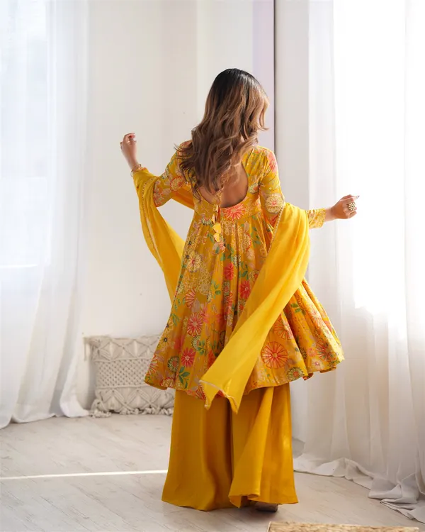 Roman_silk_Chanderi_Discharge_Print_Fabric_Fully_Flair_Kediya_Style_Kurta_With_Duppta_Set_Palazzo_Ready_To_Wear