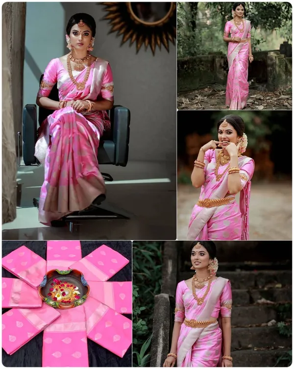 Pink_Silk_Blend_Floral_Print_Bollywood_Saree_For_Women
