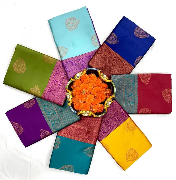 Green_Pure_Silk_Floral_Print_Banarasi_Saree_For_Women