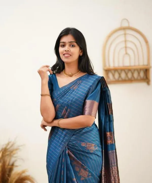 Blue_Pure_Silk_Woven_Striped_Banarasi_Saree_For_Women