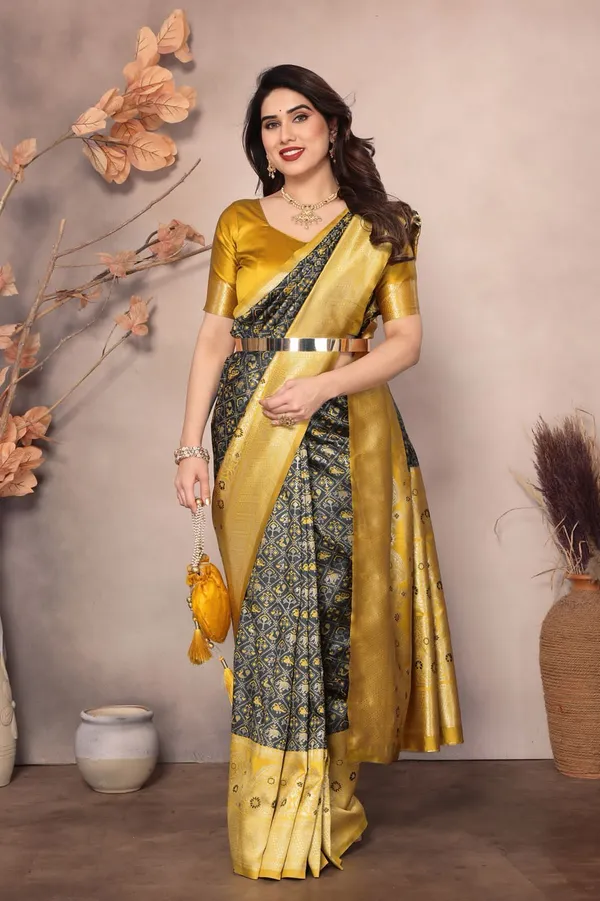 Black_Yellow_Cotton_Silk_Woven_Banarasi_Saree_For_Women