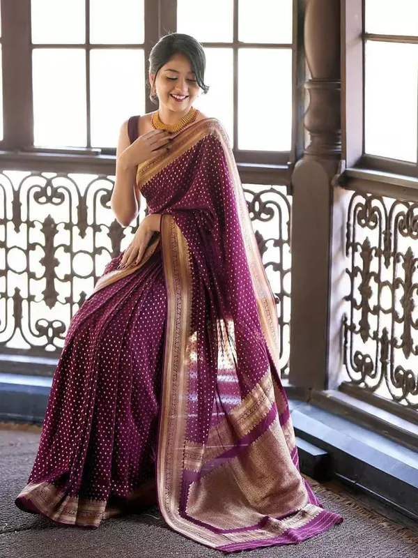 Maroon_Cotton_Silk_Floral_Print_Banarasi_Saree_For_Women