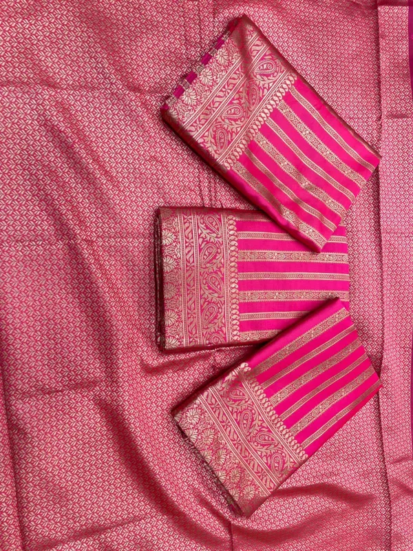 Pink_Silk_Blend_Striped_Woven_Kanjivaram_Saree_For_Women