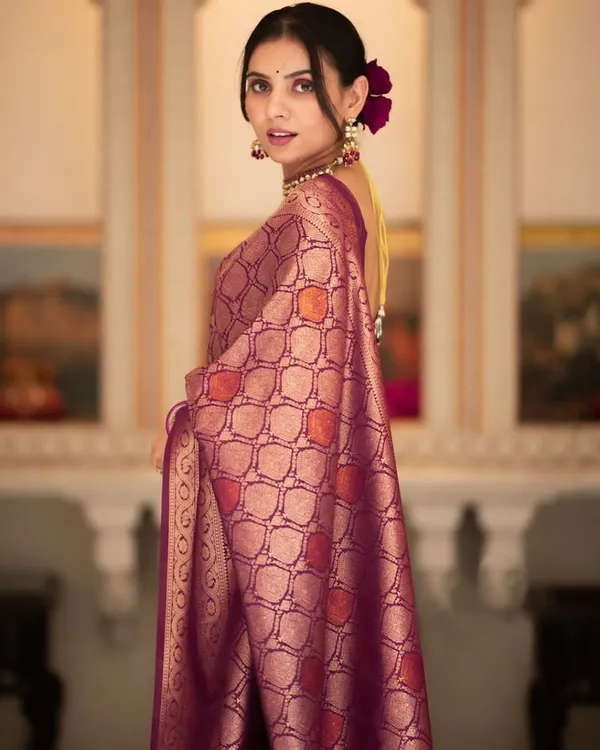 Purple_Cotton_Silk_Geometric_Floral_Print_Woven_Banarasi_Saree_For_Women