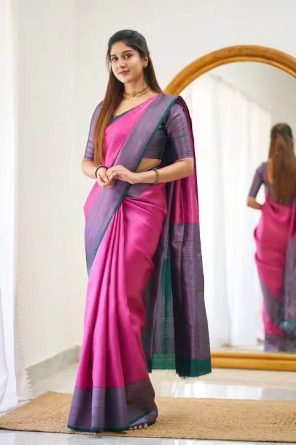 Pink_Cotton_Silk_Woven_Solid_Banarasi_Saree_For_Women