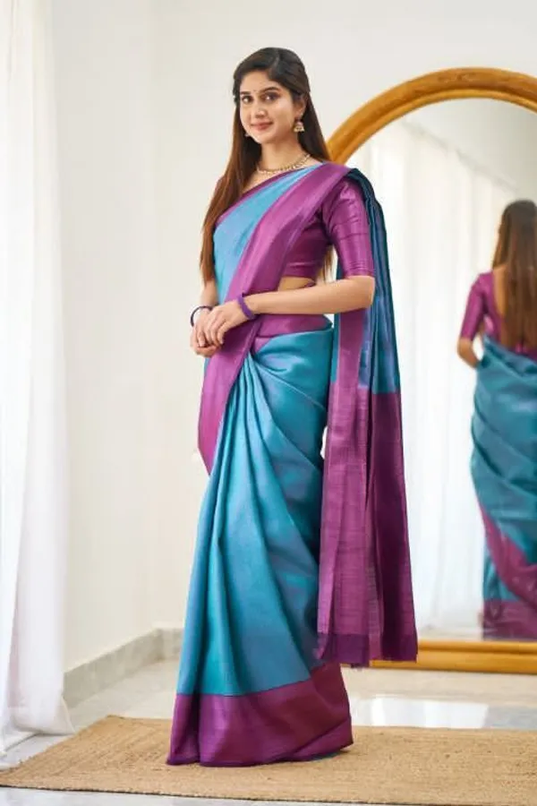 Light_Blue_Cotton_Silk_Banarasi_Solid_Regular_Saree_For_Women