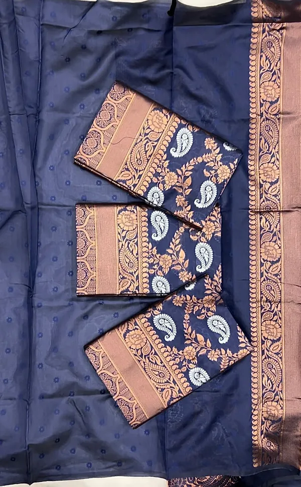 Blue_Pure_Silk_Paisley_Floral_Woven_Banarasi_Saree_For_Women