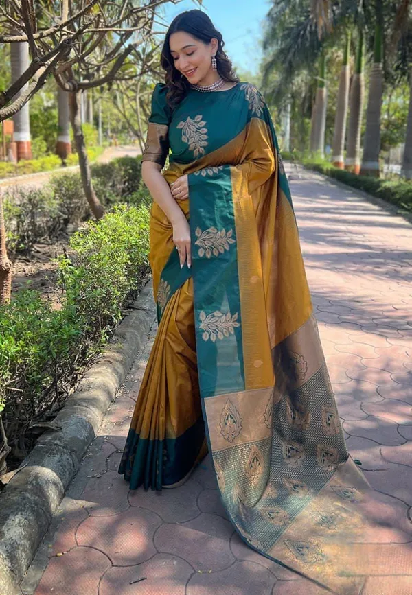 Mustard_Cotton_Silk_Floral_Woven_Banarasi_Saree_For_Women