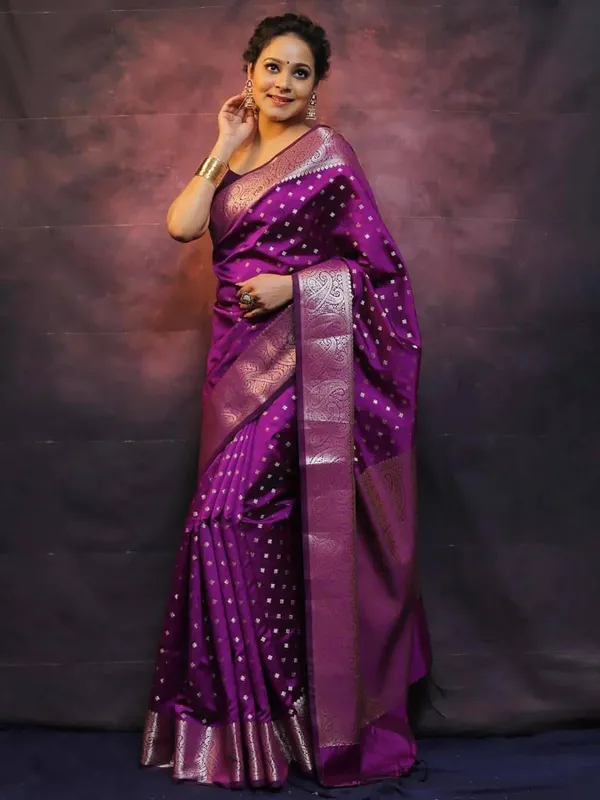 Purple_Cotton_Silk_Printed_Banarasi_Saree_For_Women