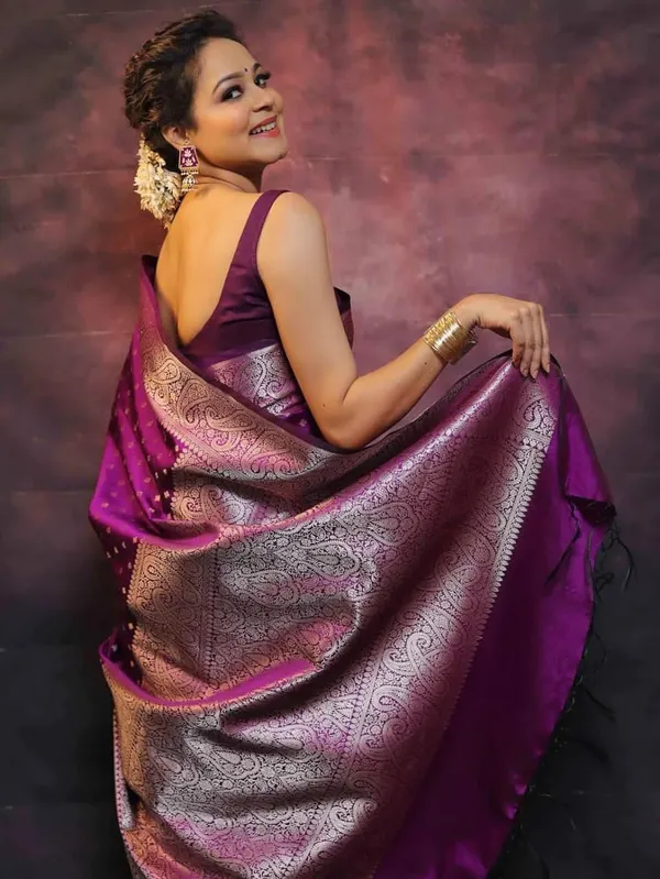 Purple_Cotton_Silk_Printed_Banarasi_Saree_For_Women