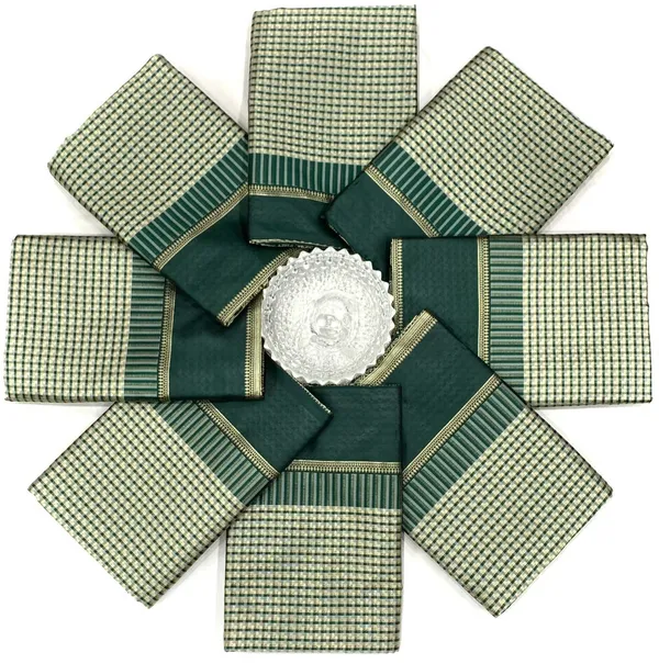 Green_Cotton_Silk_Checkered_Striped_Banarasi_Saree_For_Women