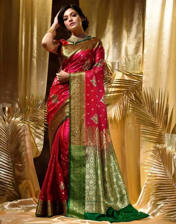 Pink_Cotton_Silk_Embroidered_Floral_Banarasi_Saree_For_Women