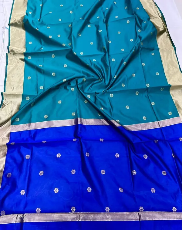 Blue_Green_Pure_Silk_Woven_Banarasi_Jacquard_Saree_For_Women