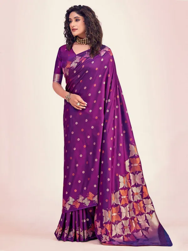 Purple_Pure_Silk_Jacquard_Banarasi_Saree_For_Women